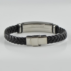 Wrap Leather natural Amber bracelet for men